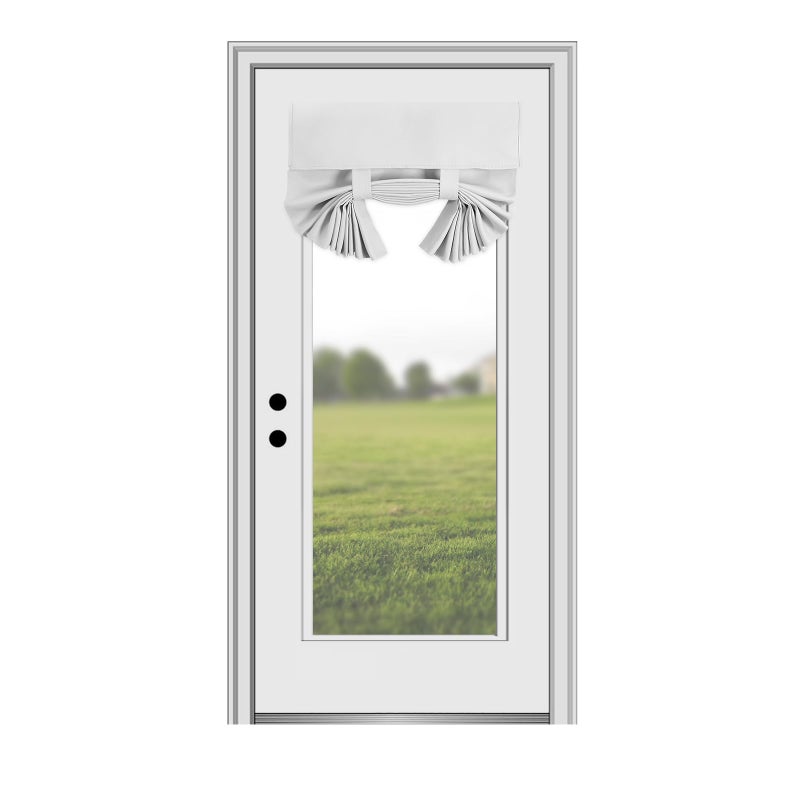 YSYY 100% Blackout French Door Curtains, Wrinkle Free , Room Darkening, Blocks Light and Heat Through Glass Door Window. Drill-Free, Easy Installed Door Window Curtains. (Greyish White, 26""x80"") - Image 1